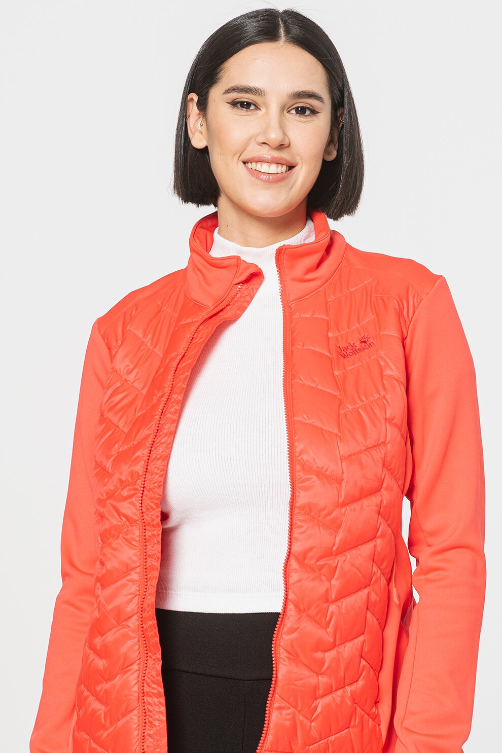 Jack Wolfskin, Jacheta rezistenta la vant cu guler inalt, Rosu, M