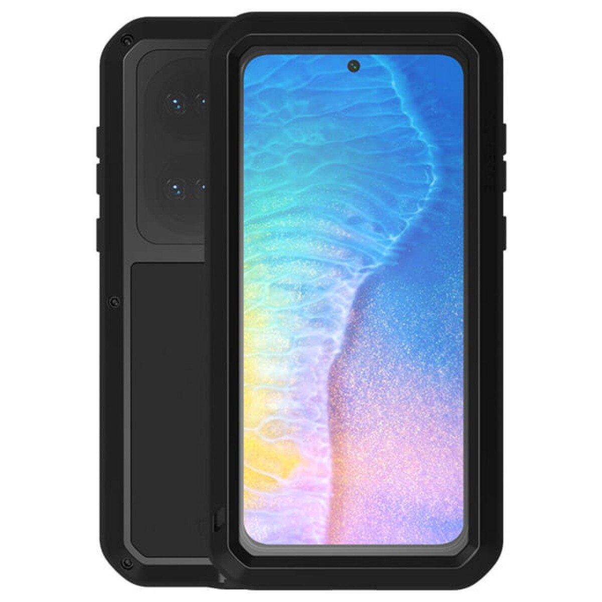 Husa blindata, LOVE MEI, Compatibil cu HUAWEI P50, Aluminiu/Silicon, Negru