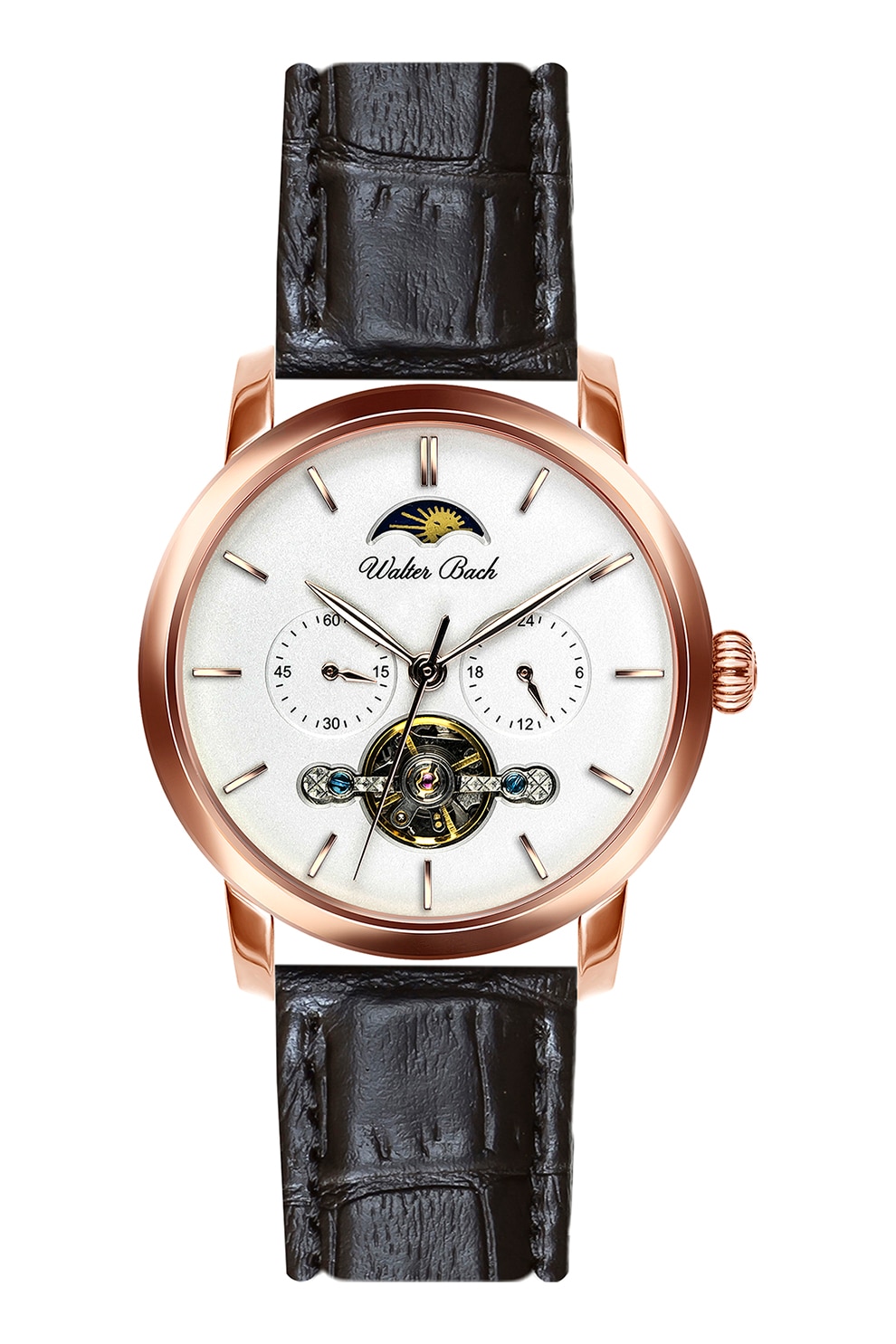 Walter Bach, Ceas automatic cu o curea de piele, Negru