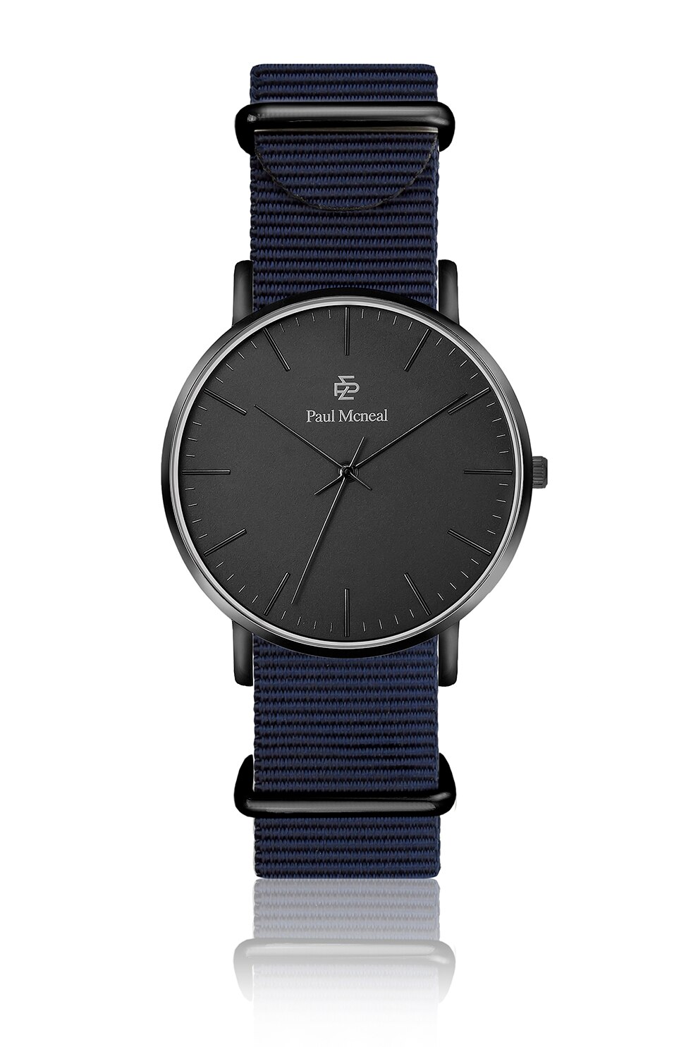 Paul McNeal, Ceas quartz unisex cu o curea texturata, Bleumarin inchis