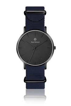 Paul McNeal, Ceas quartz unisex cu o curea texturata, Bleumarin inchis Paul McNeal, Ceas quartz unisex cu o curea texturata, Bleumarin inchis