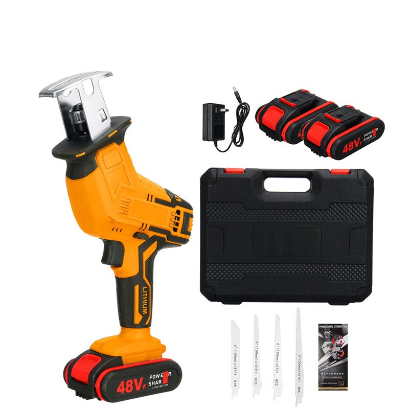 Fierastrau electric, AUGIENB, 4 lame, 3000RPM, 48V, Cu 2 baterii, Portocaliu