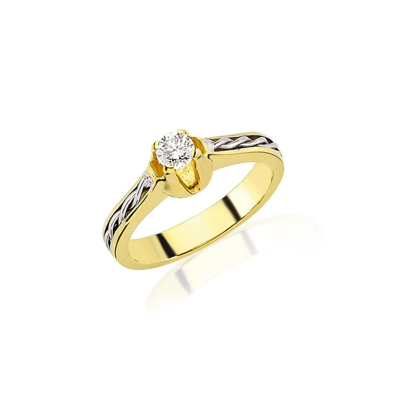 Inel din aur galben 18 K, 4.98 g, diamante 0.24 carate, 1 piatra, marime 52, La Rosa