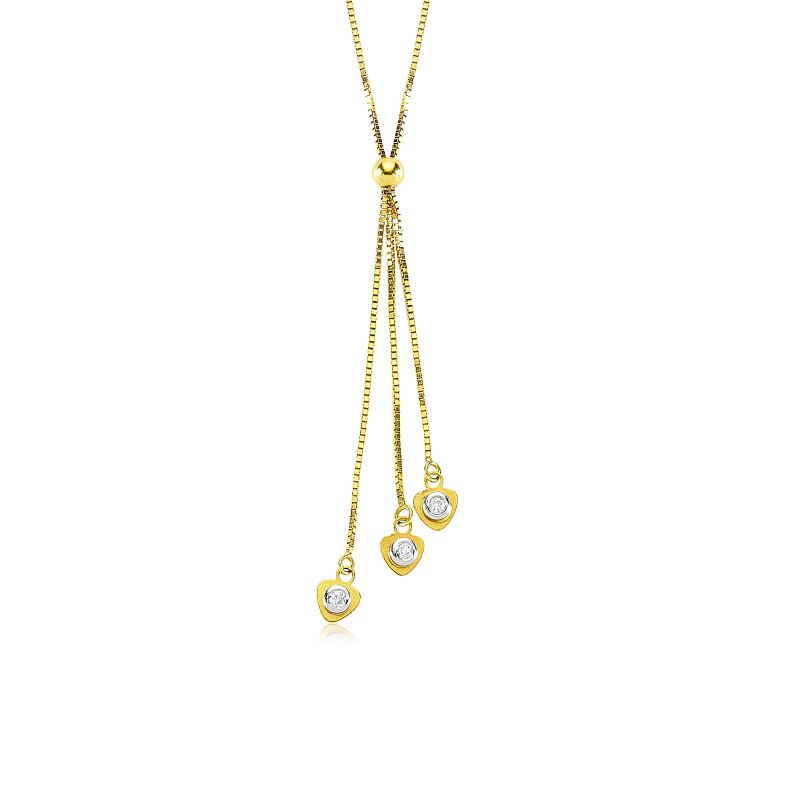 Colier din aur galben 14 K, 2.79 g, diamante 0.06 carate, 3 pietre, lungime 45 cm, La Rosa