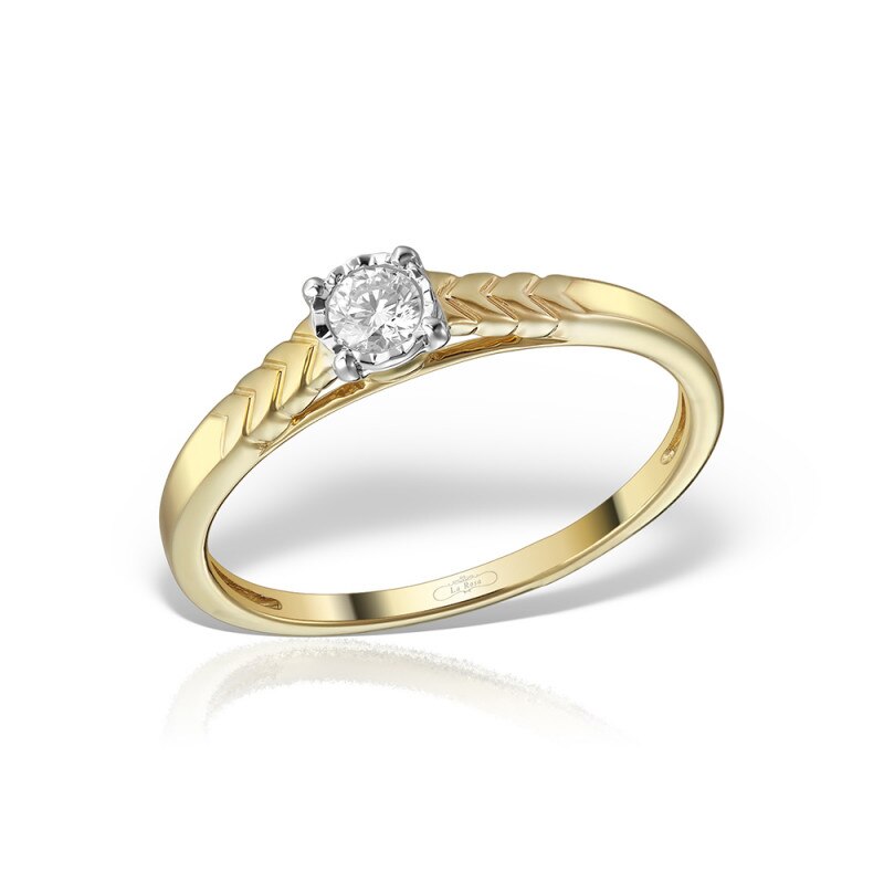 Inel din aur galben 14 K, 2.27 g, diamante 0.15 carate, 1 piatra, marime 57, La Rosa