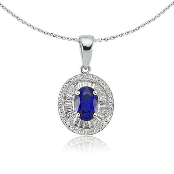 Colier din aur alb 14 K, 3.00 g, diamante 0.38 carate si safir 0.79 carate, 61 pietre, lungime 45 cm, La Rosa Colier din aur alb 14 K, 3.00 g, diamante 0.38 carate si safir 0.79 carate, 61 pietre, lungime 45 cm, La Rosa