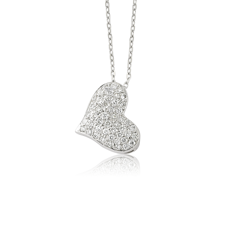 Colier din aur alb 18 K, 3.01 g, diamante 0.50 carate, 96 pietre, lungime 45 cm, La Rosa