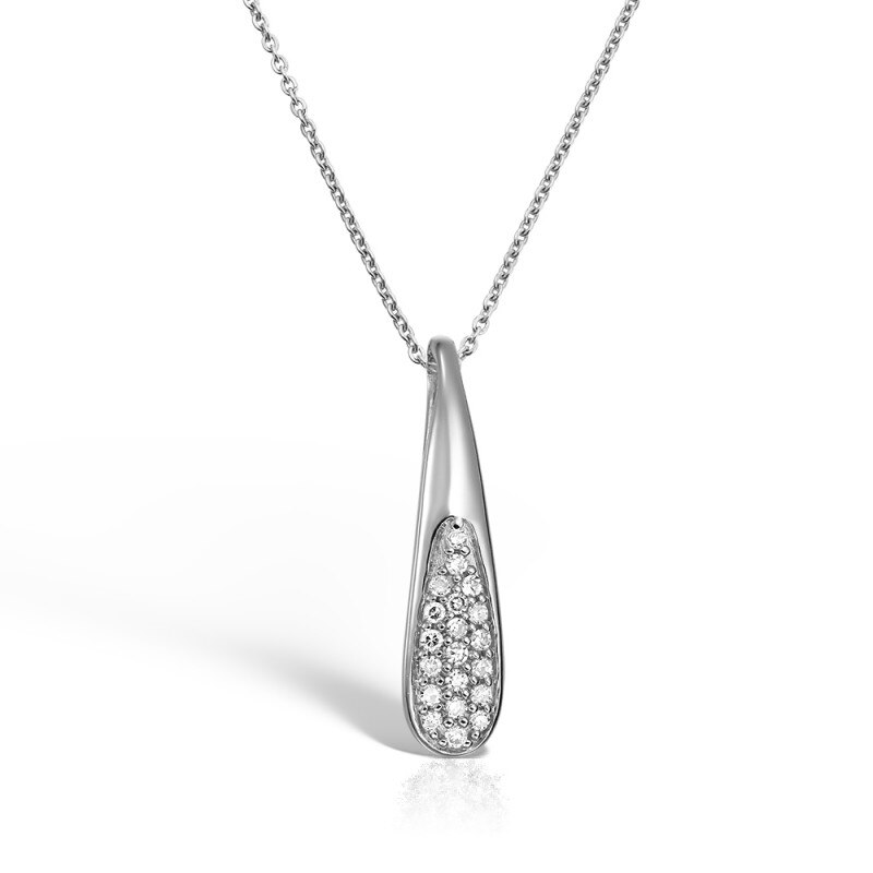 Colier din aur alb 14 K, 2.56 g, diamante 0.09 carate , 21 pietre, lungime 45 cm, La Rosa