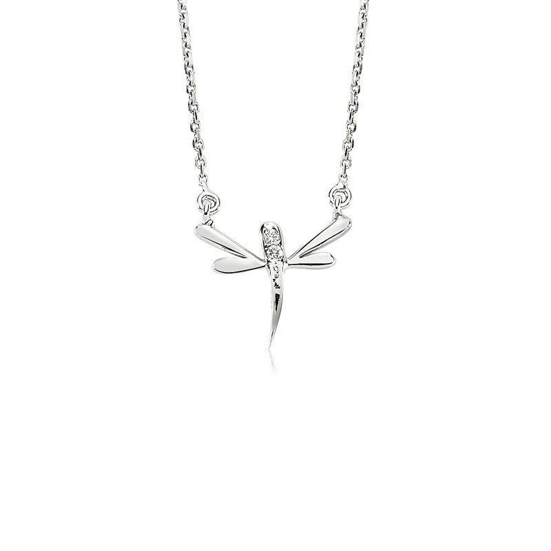 Colier din aur alb 18 K, 2.42 g, diamante 0.02 carate, 2 pietre, lungime 45 cm, La Rosa