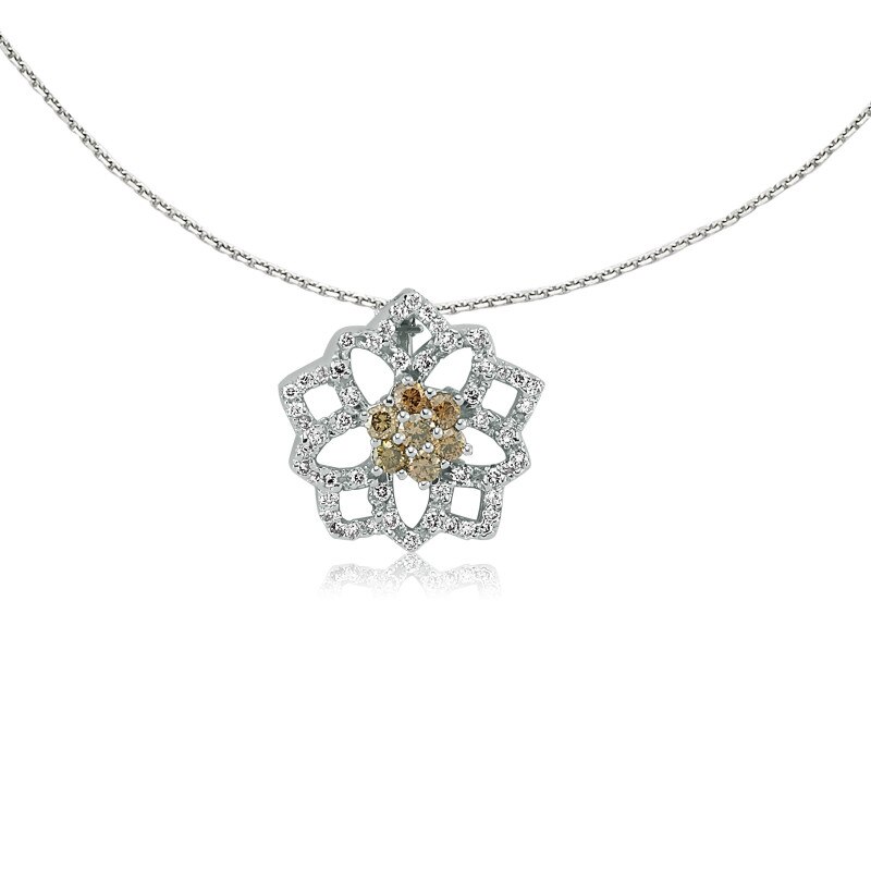 Colier din aur alb 18 K, 4.98 g, diamant 0.48 carate, 77 pietre, lungime 45 cm, La Rosa