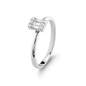 Inel din aur alb 14 K, 1.76 g, diamante 0.26 carate, 8 pietre, marime 54, La Rosa Inel din aur alb 14 K, 1.76 g, diamante 0.26 carate, 8 pietre, marime 54, La Rosa