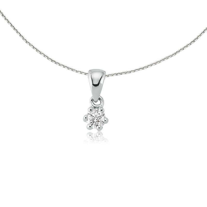 Colier din aur alb 18 K, 2.02 g, diamant 0.18 carate , 1 piatra, lungime 45 cm, La Rosa