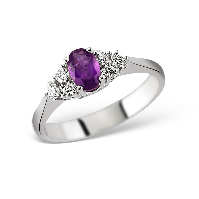 Inel din aur alb 18 K, 3.11 g, diamante 0.17 carate , 7 pietre, marime 54, La Rosa