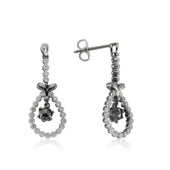 Cercei din aur negru 18 K, 5.01 g, diamante 0.24 carate si black diamond 0.56 carate, 50 pietre, La Rosa Cercei din aur negru 18 K, 5.01 g, diamante 0.24 carate si black diamond 0.56 carate, 50 pietre, La Rosa
