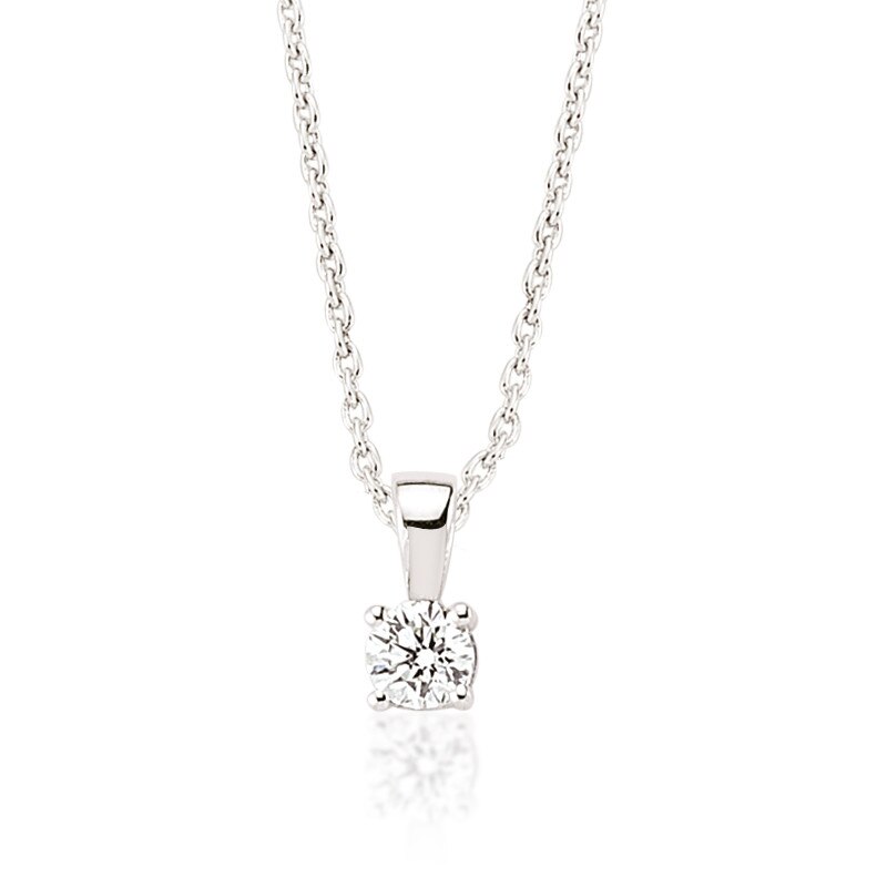 Colier din aur alb 18 K, 1.78 g, diamante 0.40 carate, 1 piatra, lungime 45 cm, La Rosa