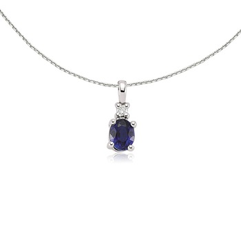 Colier din aur alb 14 K, 1.30 g, diamant 0.02 carate si safir 0.28 carate, 2 pietre, lungime 45 cm, La Rosa Colier din aur alb 14 K, 1.30 g, diamant 0.02 carate si safir 0.28 carate, 2 pietre, lungime 45 cm, La Rosa