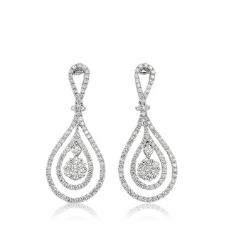 Cercei din aur alb 18 K, 5.43 g, diamante 1.58 carate, 218 pietre, La Rosa Cercei din aur alb 18 K, 5.43 g, diamante 1.58 carate, 218 pietre, La Rosa