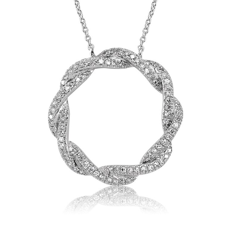 Colier din aur alb 14 K, 2.19 g, diamant 0.22 carate, 80 pietre, lungime 45 cm, La Rosa