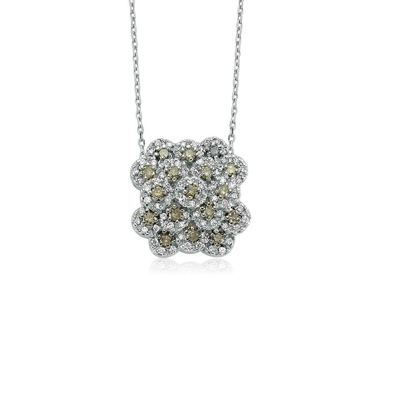 Colier din aur alb 18 K, 5.24 g, diamante 0.69 carate, 72 pietre, lungime 45 cm, La Rosa