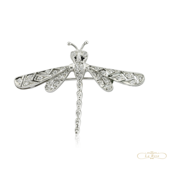 Brosa din aur alb 18 K, 6.20 g, diamante 0.18 carate, 37 pietre, lungime 4.5 cm, La Rosa Brosa din aur alb 18 K, 6.20 g, diamante 0.18 carate, 37 pietre, lungime 4.5 cm, La Rosa