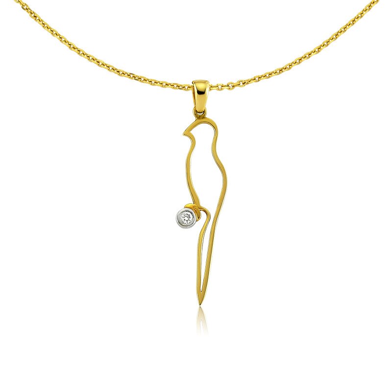 Colier din aur galben 14 K, 2.11 g, diamant 0.03 carate, 1 piatra, lungime 45 cm, La Rosa