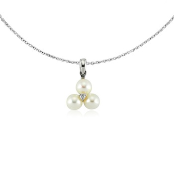 Colier din aur alb 14 K, 3.03 g, perle si diamant 0.02 carate, 4 pietre, lungime 45 cm, La Rosa Colier din aur alb 14 K, 3.03 g, perle si diamant 0.02 carate, 4 pietre, lungime 45 cm, La Rosa