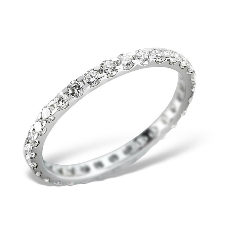 Inel din aur alb 18 K, 1.12 g, diamante 0.79 carate, 30 pietre, marime 53, La Rosa