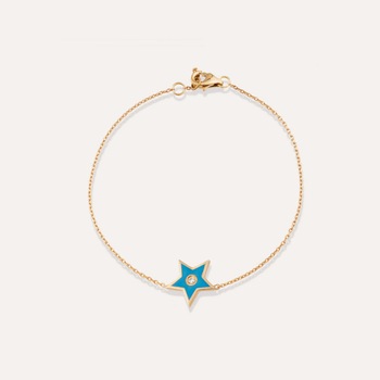 Bratara din aur rose 18 K, 1.54 g, email albastru steluta si diamante 0.01 carate, 1 piatra, lungime 18 cm, La Rosa Bratara din aur rose 18 K, 1.54 g, email albastru steluta si diamante 0.01 carate, 1 piatra, lungime 18 cm, La Rosa