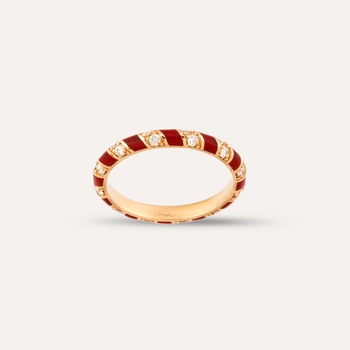 Inel din aur rose 18 K, 2.31 g, email aramiu si diamante 0.38 carate, 24 pietre, marime 54, La Rosa Inel din aur rose 18 K, 2.31 g, email aramiu si diamante 0.38 carate, 24 pietre, marime 54, La Rosa