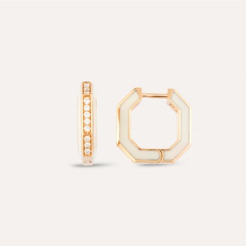 Cercei din aur rose 18 K, 9.35 g, diamante 0.32 carate, 22 pietre, La Rosa Cercei din aur rose 18 K, 9.35 g, diamante 0.32 carate, 22 pietre, La Rosa