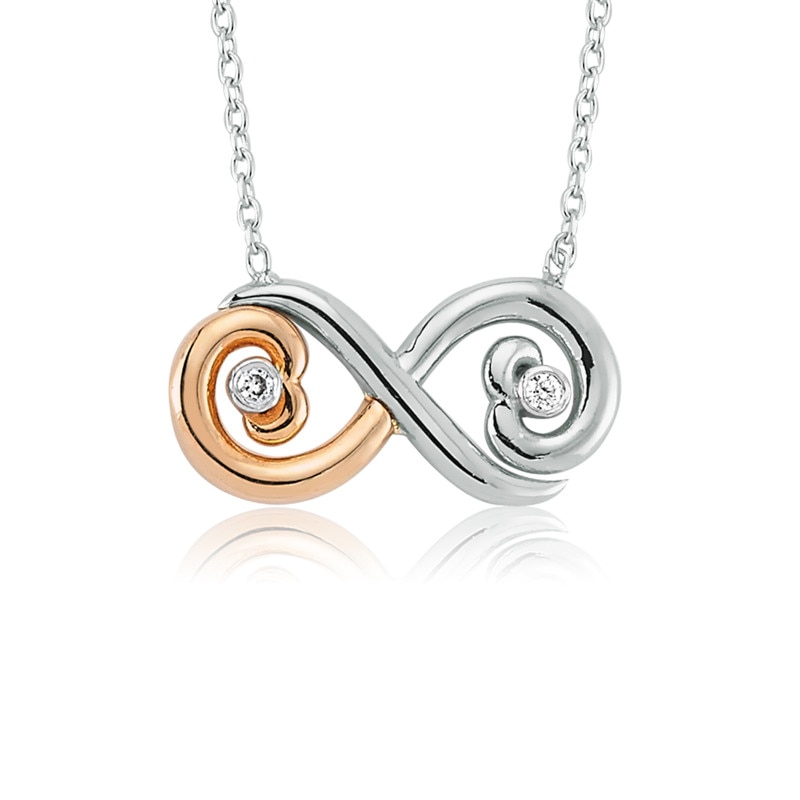 Colier din aur rose si alb 14 K, 1.93 g, diamante 0.02 carate, 2 pietre, lungime 45 cm, La Rosa
