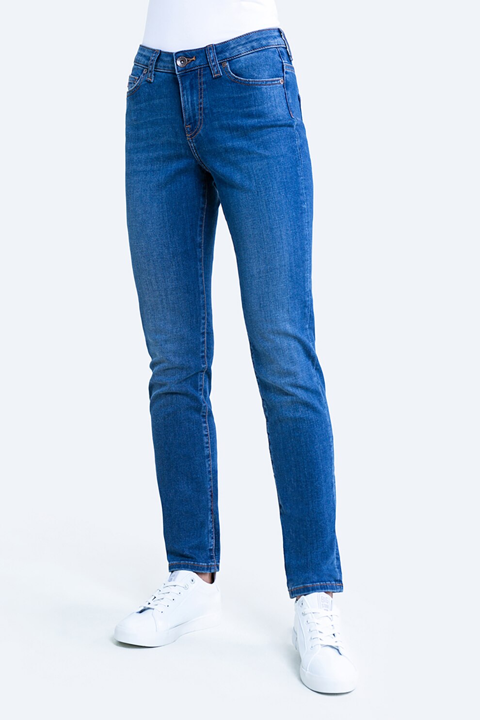 Big Star, Blugi slim fit cu talie joasa Katrina, Albastru