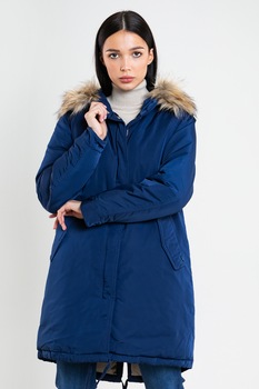 Big Star, Geaca cu garnitura de blana sintetica Hadle, Albastru royal, S Big Star, Geaca cu garnitura de blana sintetica Hadle, Albastru royal, S