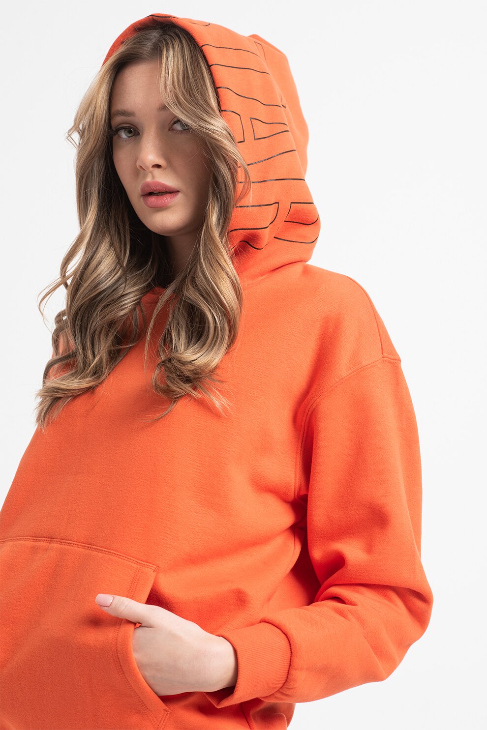 Big Star, Hanorac cu imprimeu logo pe gluga Elisabeth, Oranj