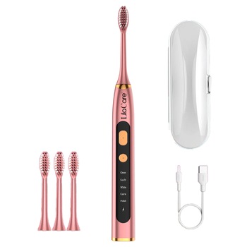 Periuta de dinti electrica LilaCare, rezistent la apa, incarcare USB, 5 moduri de vibratii, 4 capete inlocuibile, roz Periuta de dinti electrica LilaCare, rezistent la apa, incarcare USB, 5 moduri de vibratii, 4 capete inlocuibile, roz