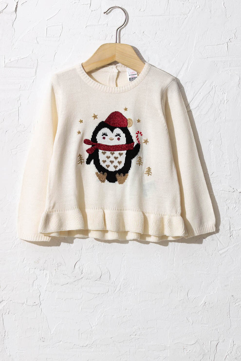 LC WAIKIKI, Pulover cu imprimeu grafic, Crem/Negru/Rosu