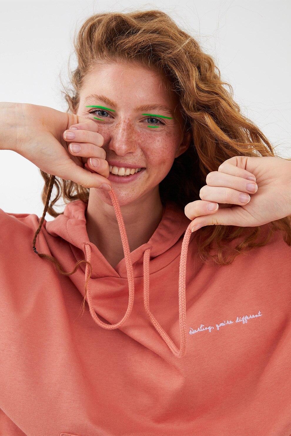 LC WAIKIKI, Hanorac cu snur si maneci cazute, Roz somon