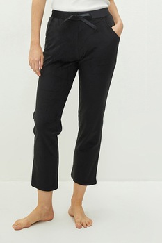 LC WAIKIKI, Pantaloni de pijama din catifea cu snur de satin, Negru LC WAIKIKI, Pantaloni de pijama din catifea cu snur de satin, Negru