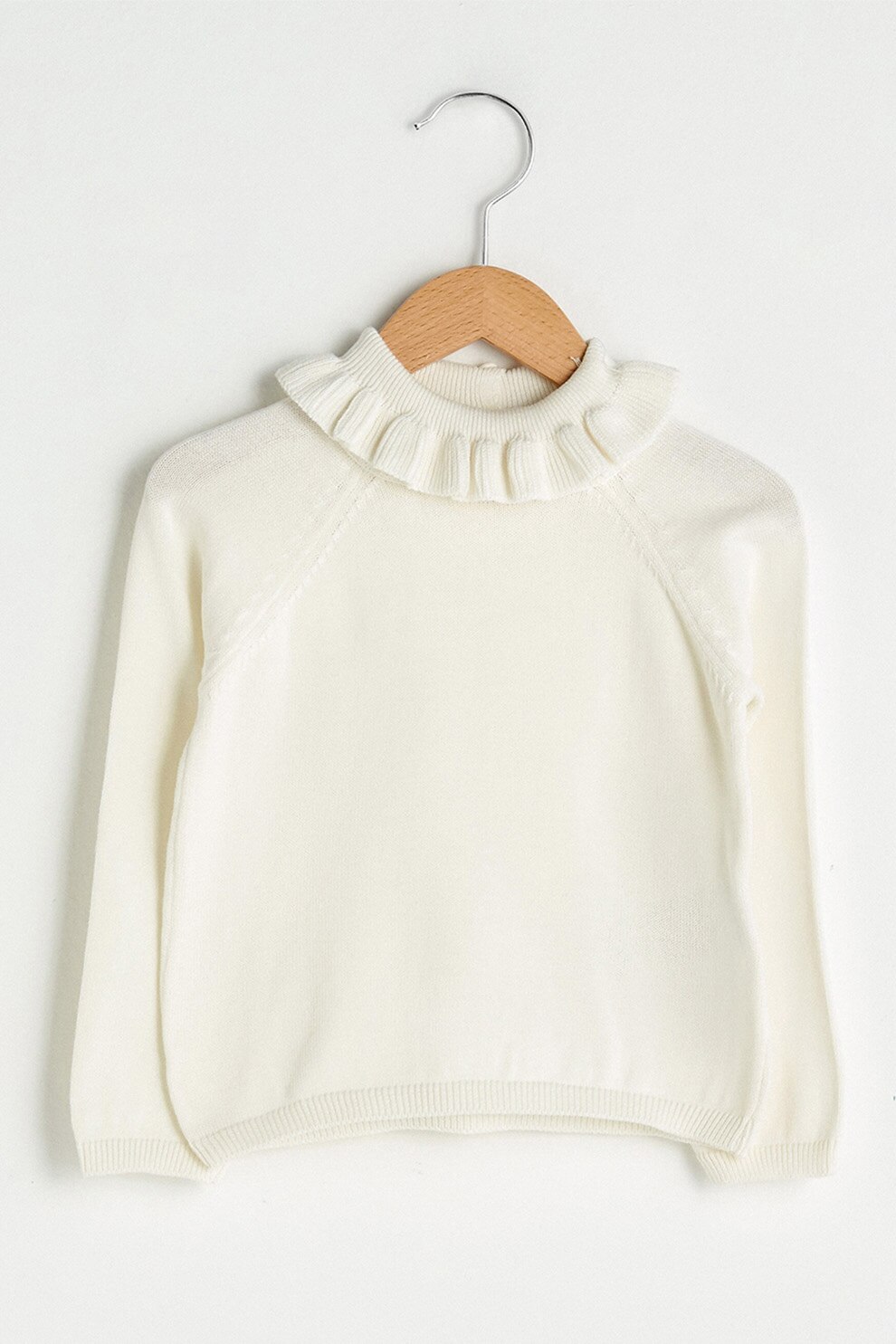 LC WAIKIKI, Pulover cu guler cu volane, W10330Z1, Alb prafuit