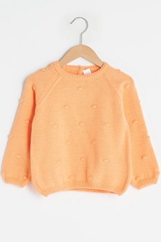 LC WAIKIKI, Pulover cu decolteu la baza gatului si maneci raglan, Oranj pal LC WAIKIKI, Pulover cu decolteu la baza gatului si maneci raglan, Oranj pal