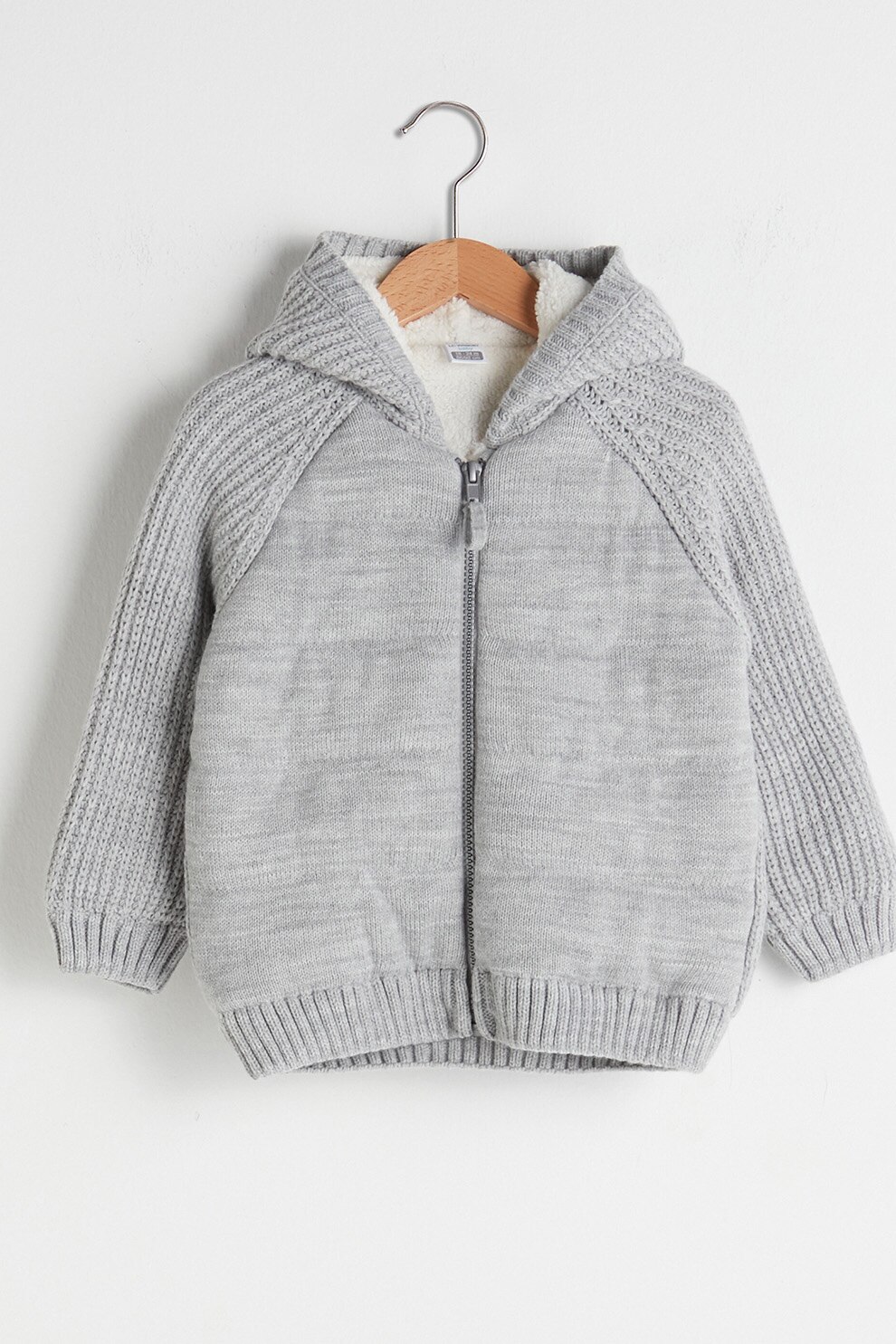 LC WAIKIKI, Hanorac cu fermoar si vatelina subtire, Gri deschis