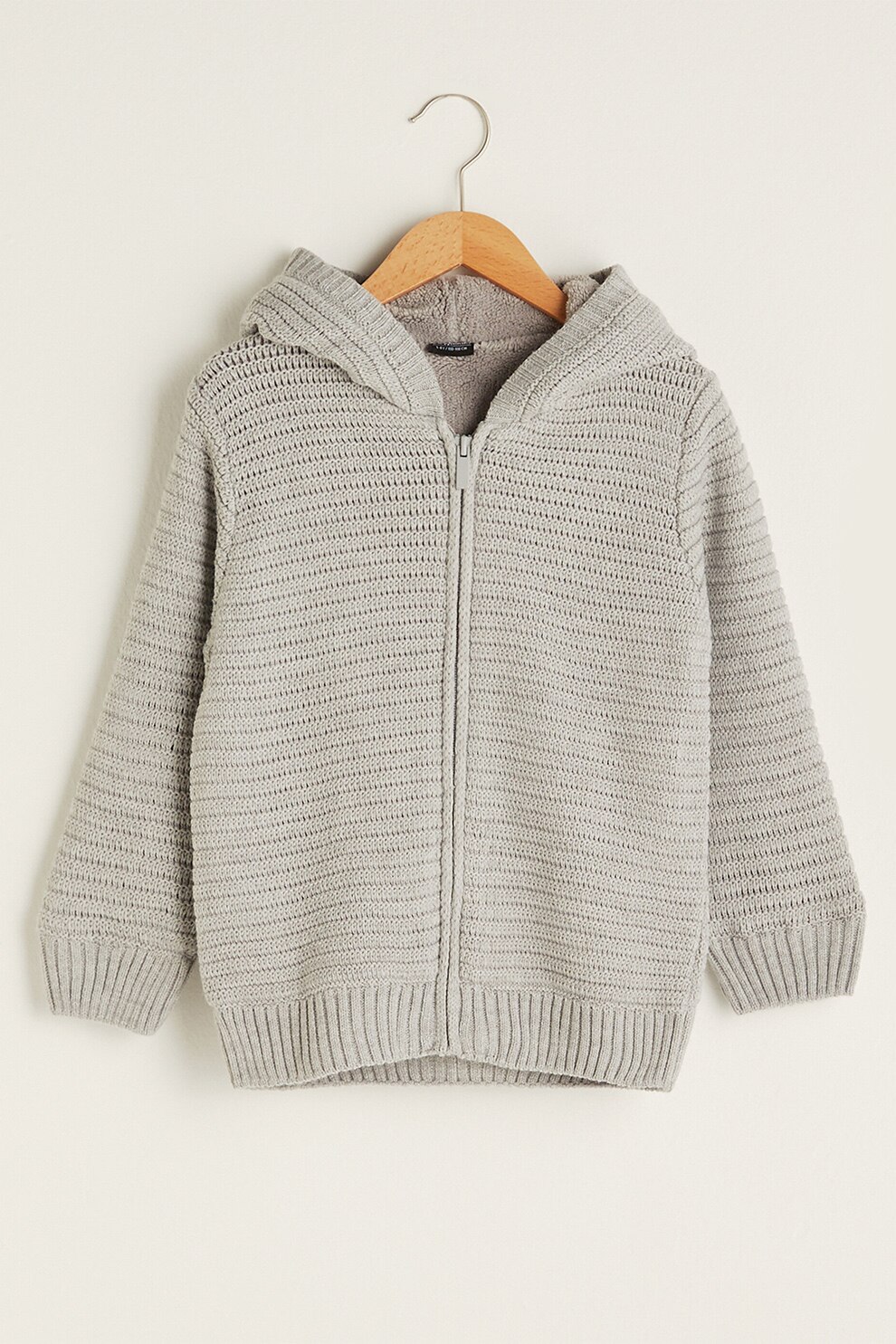 LC WAIKIKI, Hanorac tricotat cu fermoar, Gri inchis