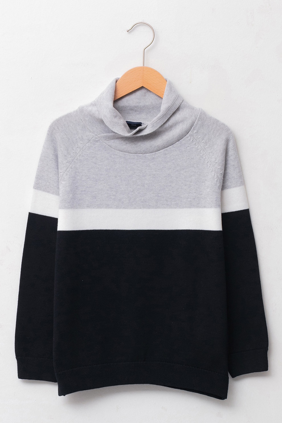 LC WAIKIKI, Pulover cu decolteu drapat, Negru/Gri