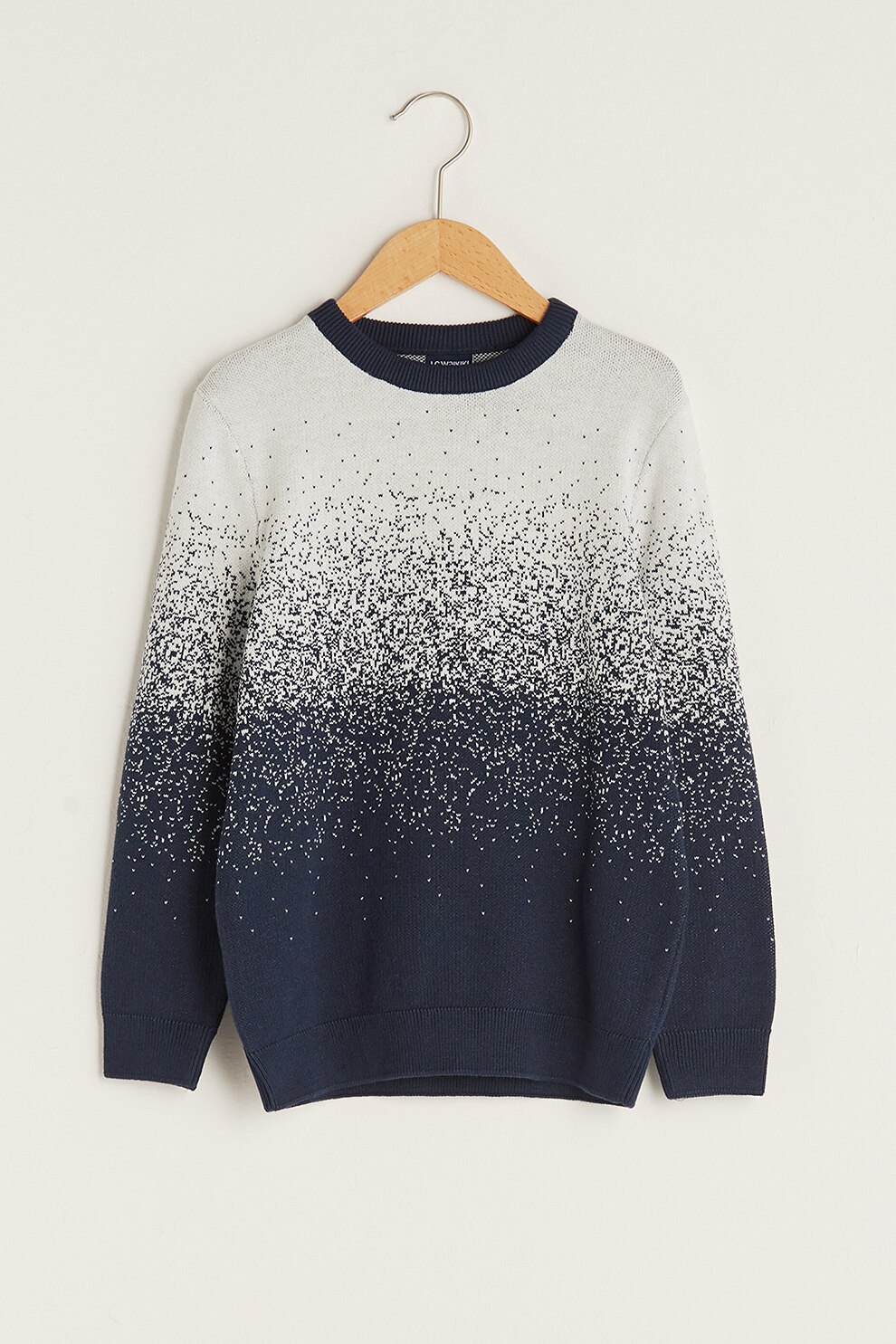 LC WAIKIKI, Pulover cu decolteu la baza gatului si mansete cu striatii, Bleumarin/Alb