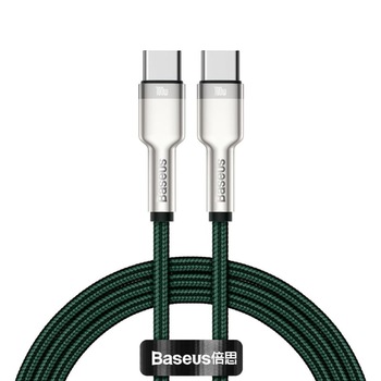 Cablu de date Baseus Cafule, 100W, 5A, QC, USB-C / USB-C, 2 m, Nailon, Verde Cablu de date Baseus Cafule, 100W, 5A, QC, USB-C / USB-C, 2 m, Nailon, Verde
