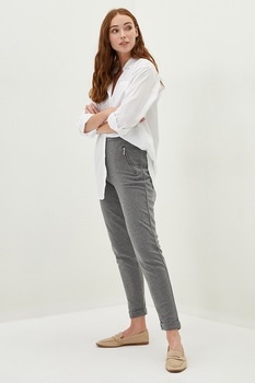 LC WAIKIKI, Pantaloni slim fit cu talie inalta, Gri LC WAIKIKI, Pantaloni slim fit cu talie inalta, Gri