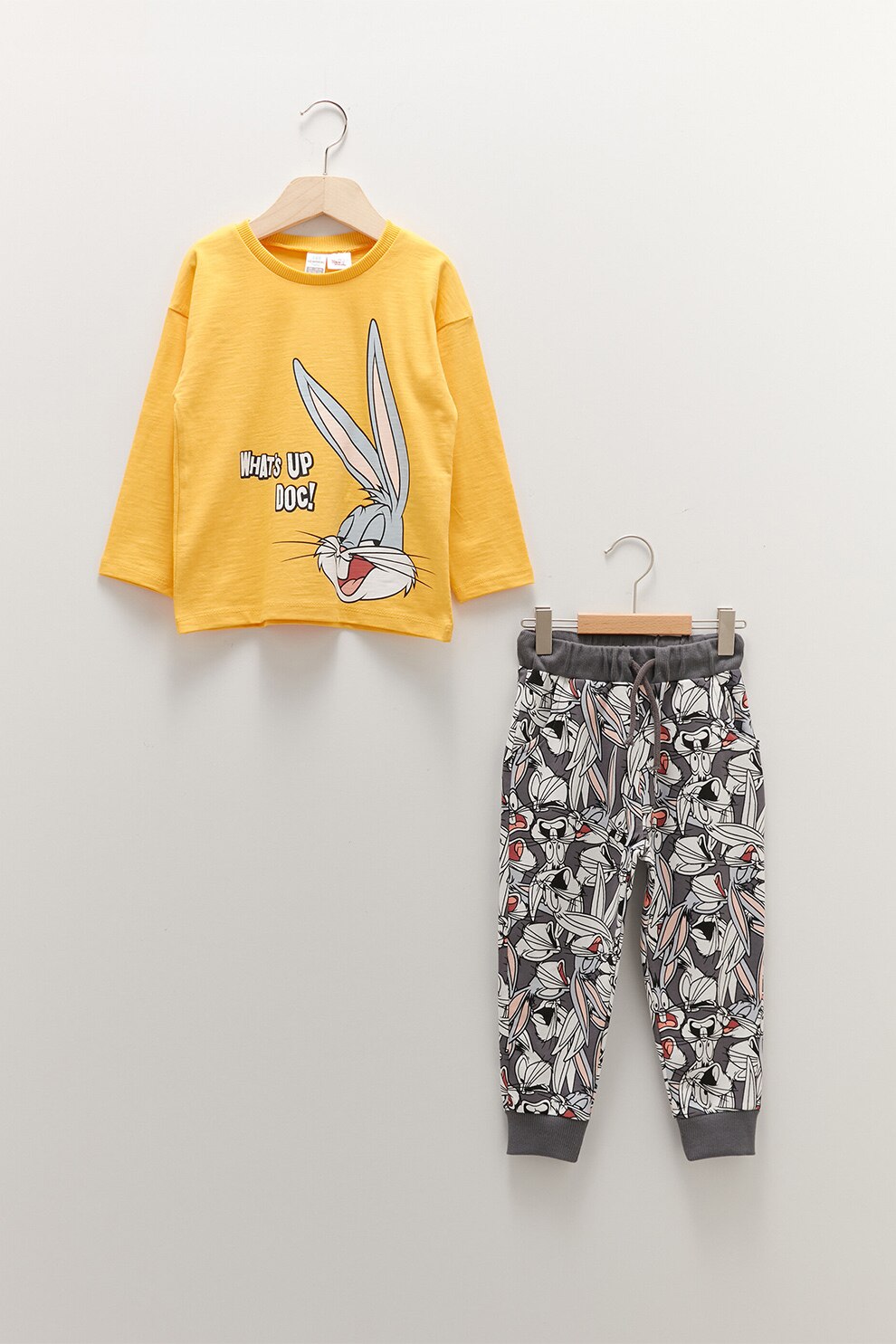 LC WAIKIKI, Set de bluza si pantaloni sport cu Looney Tunes - 2 piese, Oranj pal/Negru/Alb