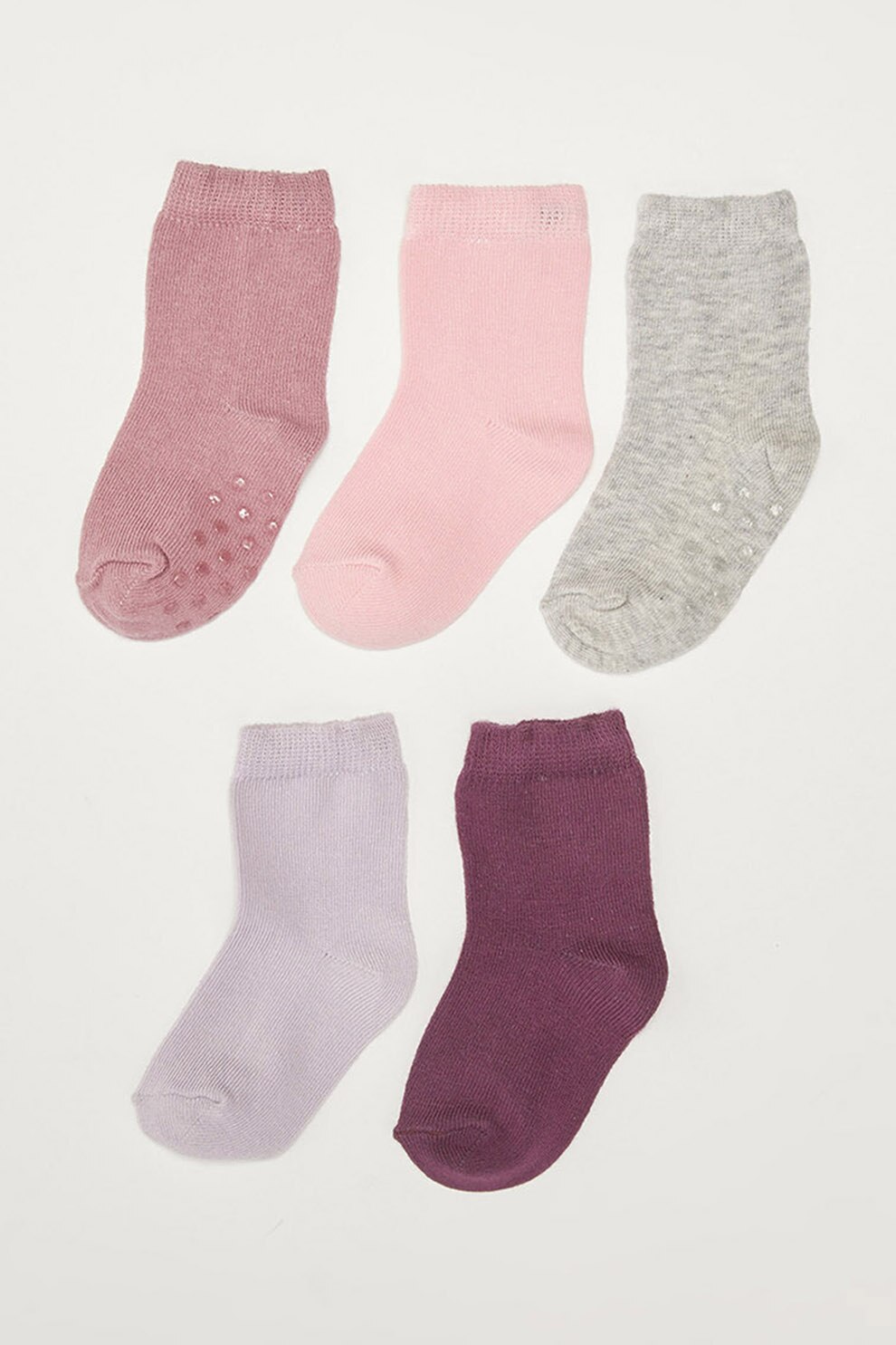 LC WAIKIKI, Set de sosete scurte - 5 perechi, Violet tyrian/Roz/Gri