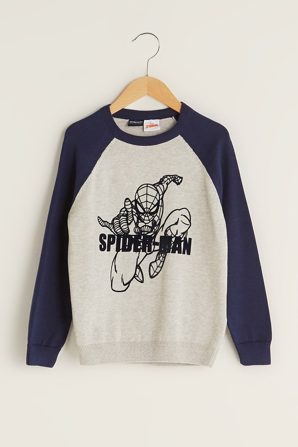 LC WAIKIKI, Bluza sport cu imprimeu Spiderman, Alb/Bleumarin
