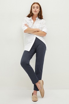 LC WAIKIKI, Pantaloni cu imprimeu houndstooth, Bleumarin inchis/Gri inchis LC WAIKIKI, Pantaloni cu imprimeu houndstooth, Bleumarin inchis/Gri inchis